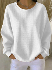 Nadia Brennan | Waffle Knit Oversized Pullover Sweatshirt For Women