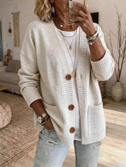Aurora Pendleton | Oversized V-Neck Button Knit Cardigan For Women
