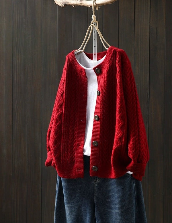 Carly Drayworth | Cable Knit Button Cardigan For Women