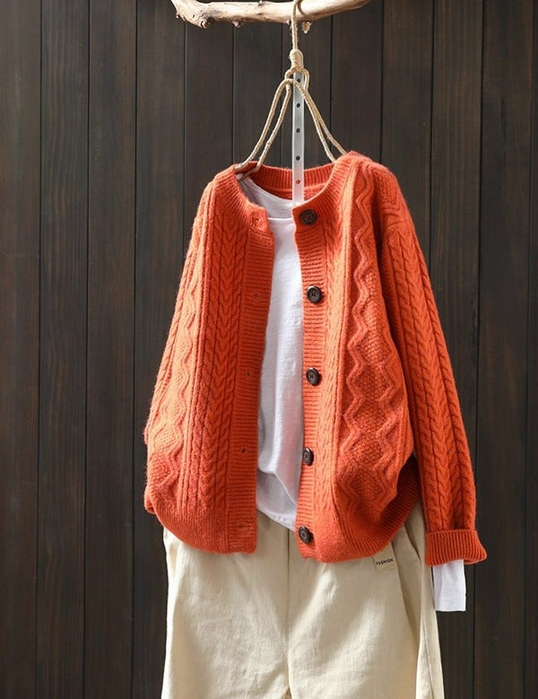 Carly Drayworth | Cable Knit Button Cardigan For Women