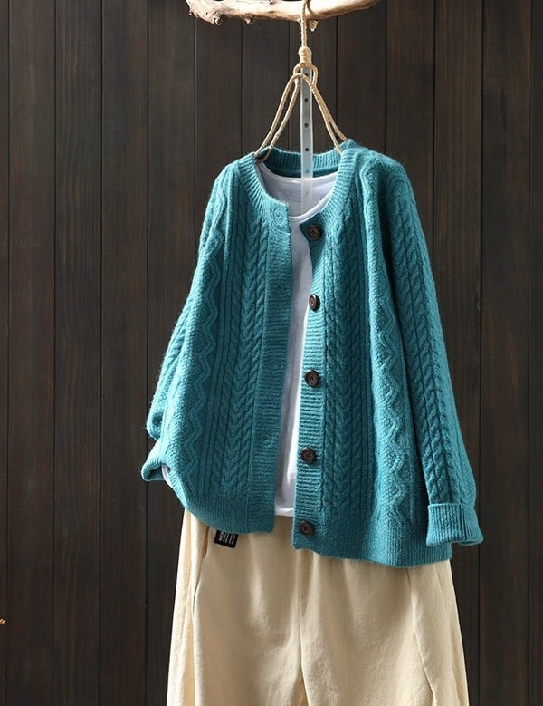 Carly Drayworth | Cable Knit Button Cardigan For Women