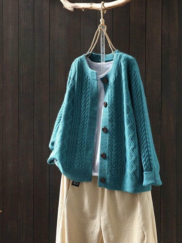 Carly Drayworth | Cable Knit Button Cardigan For Women