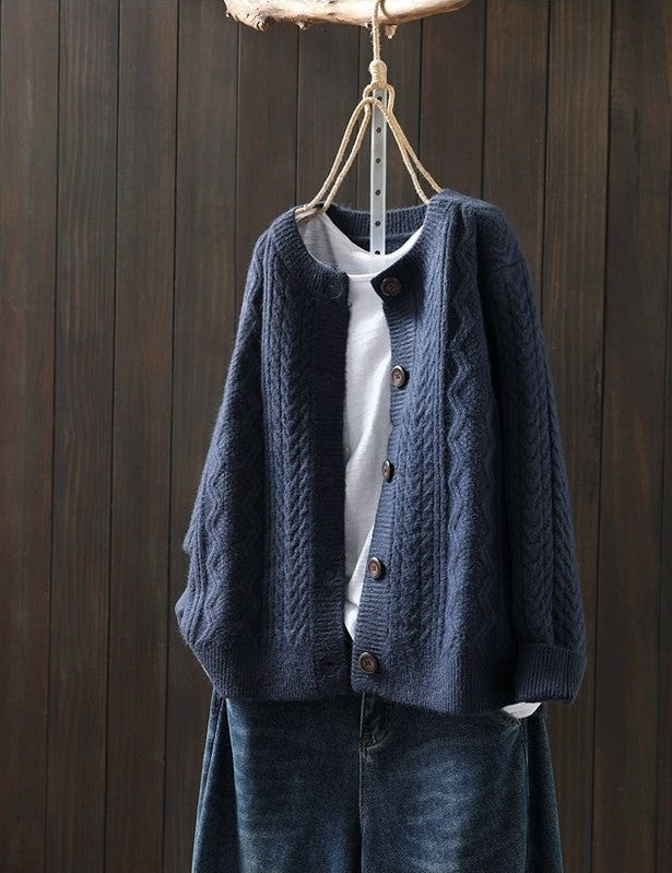 Carly Drayworth | Cable Knit Button Cardigan For Women