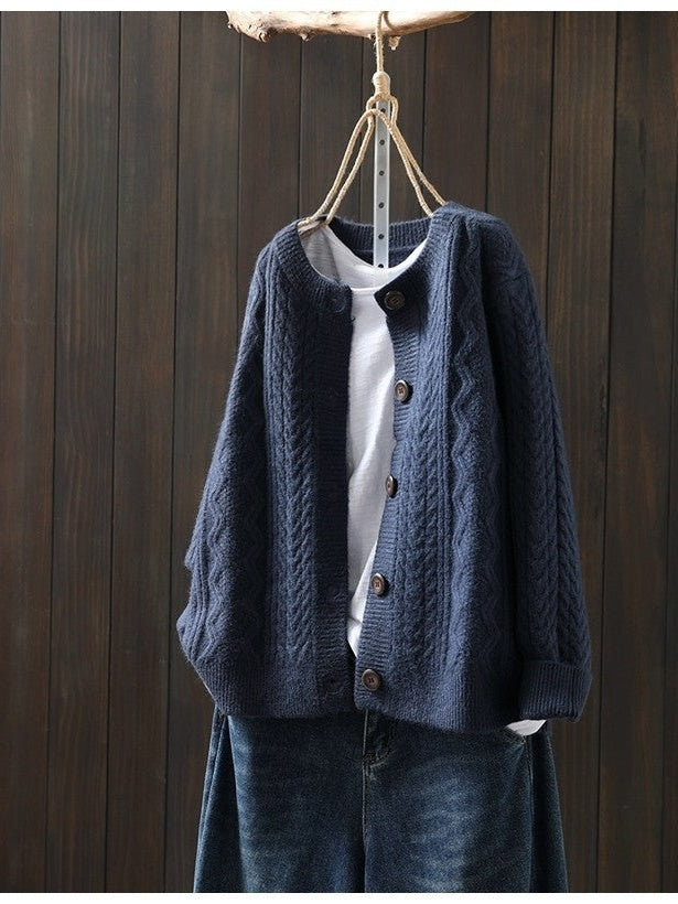 Carly Drayworth | Cable Knit Button Cardigan For Women