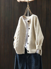 Carly Drayworth | Cable Knit Button Cardigan For Women