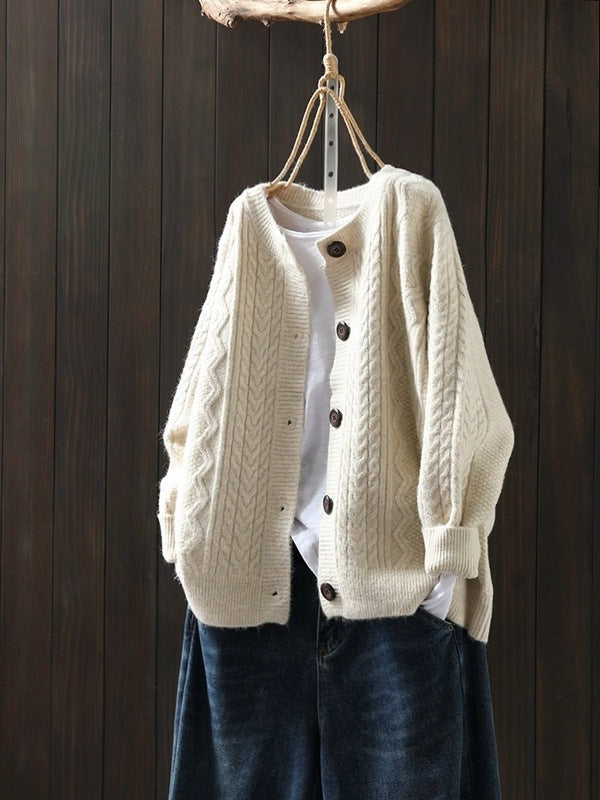 Carly Drayworth | Cable Knit Button Cardigan For Women