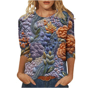 Isadora Winslow | 3D Floral Print Round Neck Top For Women