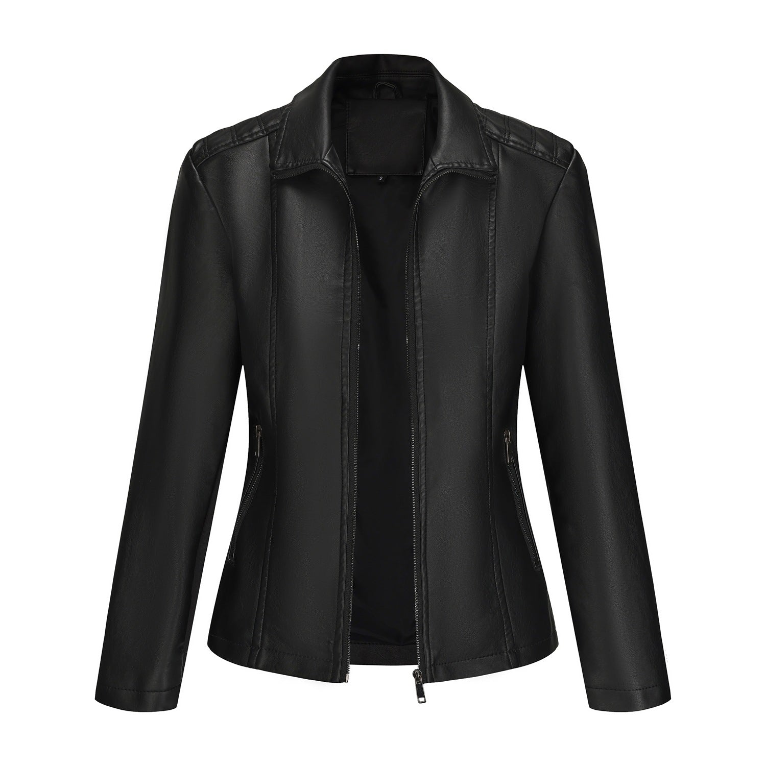 Celestine Duvall | Zip-Front Leather Jacket For Women