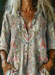 Bianca Ferretti | Paisley Print Linen Blouse For Women