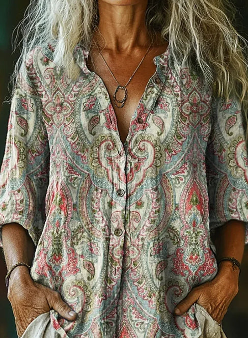 Bianca Ferretti | Paisley Print Linen Blouse For Women