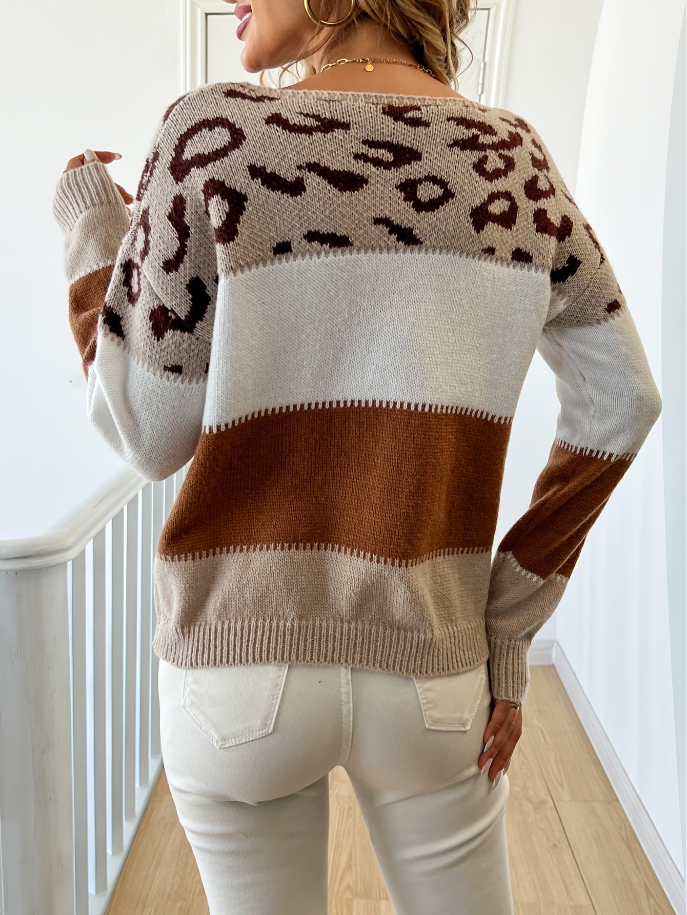 Halina Bricourt | Leopard-Print Colour-Block Sweater For Women