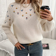 Isadora Beaumarchais | Floral Embroidered Knit Sweater For Women