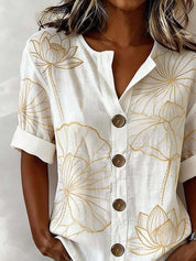 Antonella Marchese | Embroidered Floral Button-Up Blouse For Women
