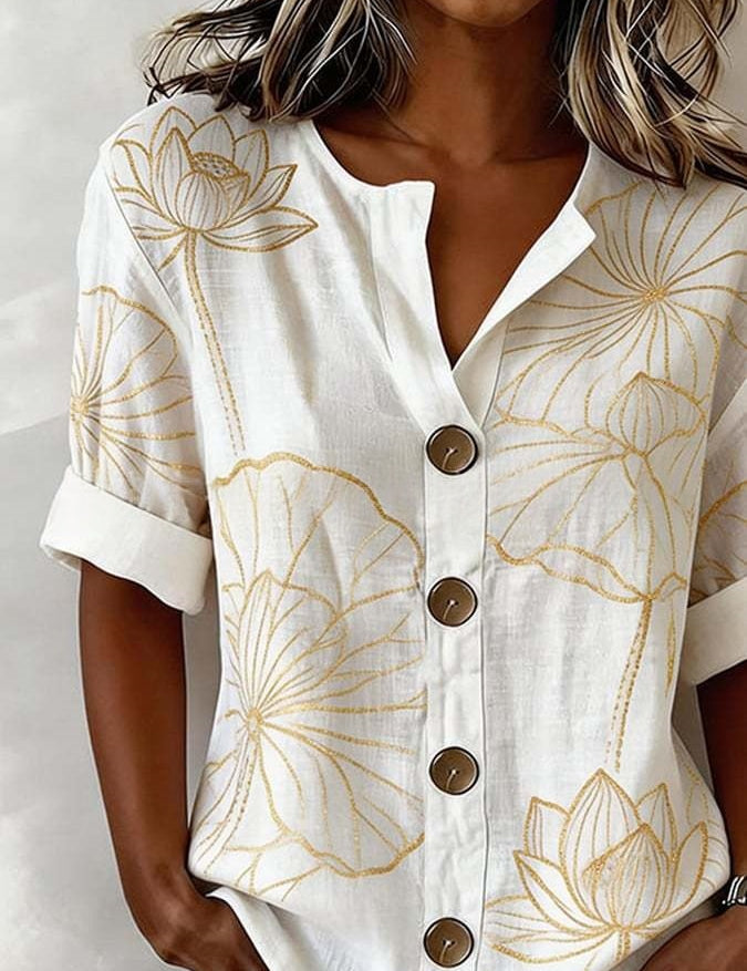 Antonella Marchese | Embroidered Floral Button-Up Blouse For Women