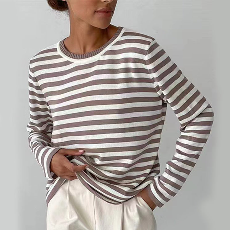 Josephine Delacourt | Striped Knit Long Sleeve Sweater For Women