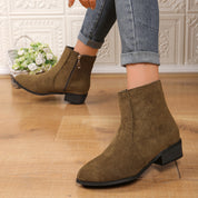 Gabrielle Sinclair | Suede Chunky Heel Ankle Boots For Women