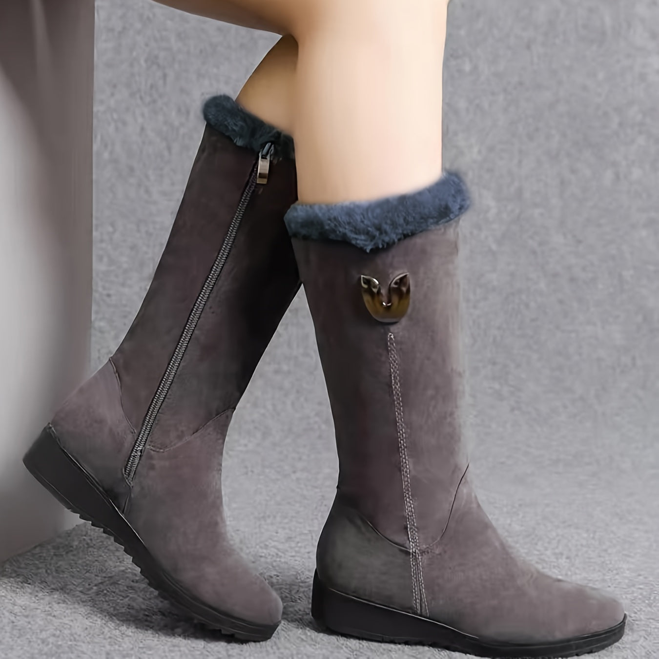 Camille Brindisi | Faux Fur Cuffed Snow Boots For Women