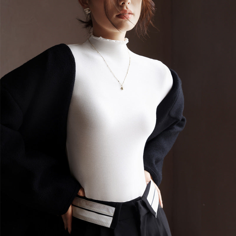 Fleur Dumont | Ruffle Mock Neck Long Sleeve Top For Women