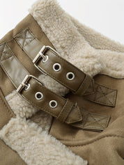 Noelle Dumont | Shearling Belted Leather Jacket For Women