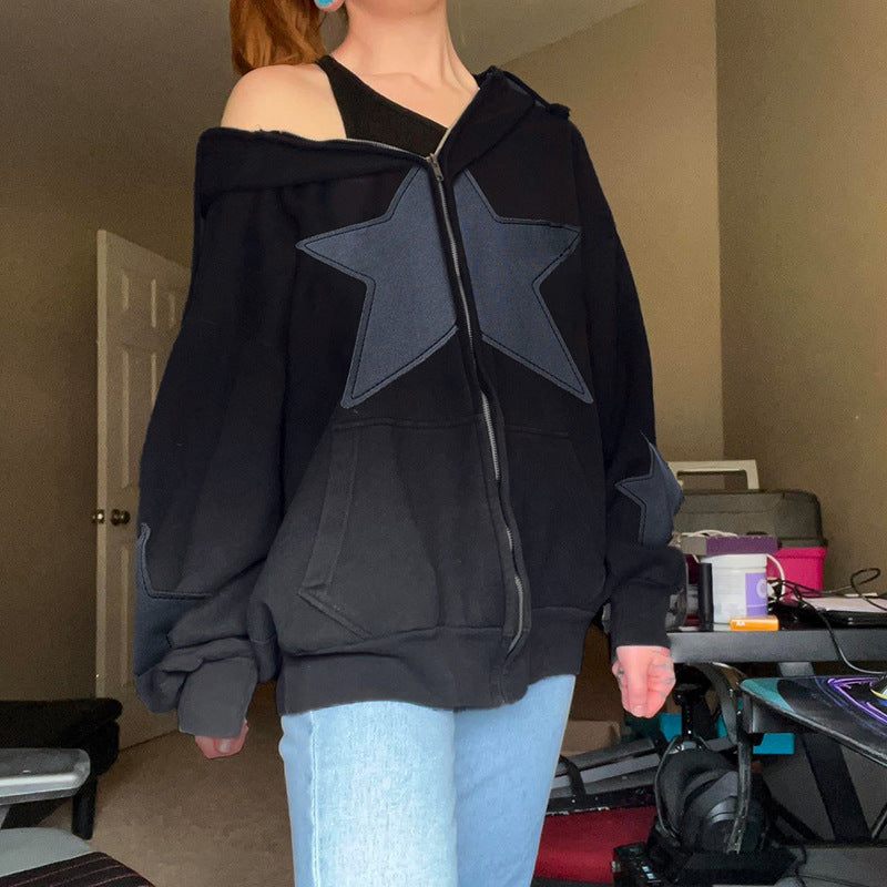 Aurelie Mercier | Star Patch Zip-Up Hoodie For Women