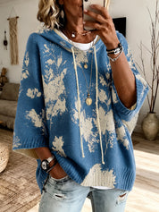 Isadora Beaulieu | Floral Hooded Cape Sweater For Women