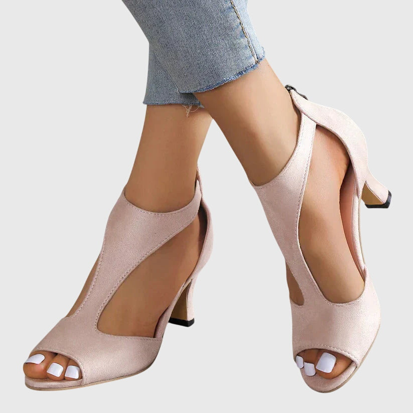 Marianne Vosclaire | Blush Pink Orthopedic Block Heel Sandals