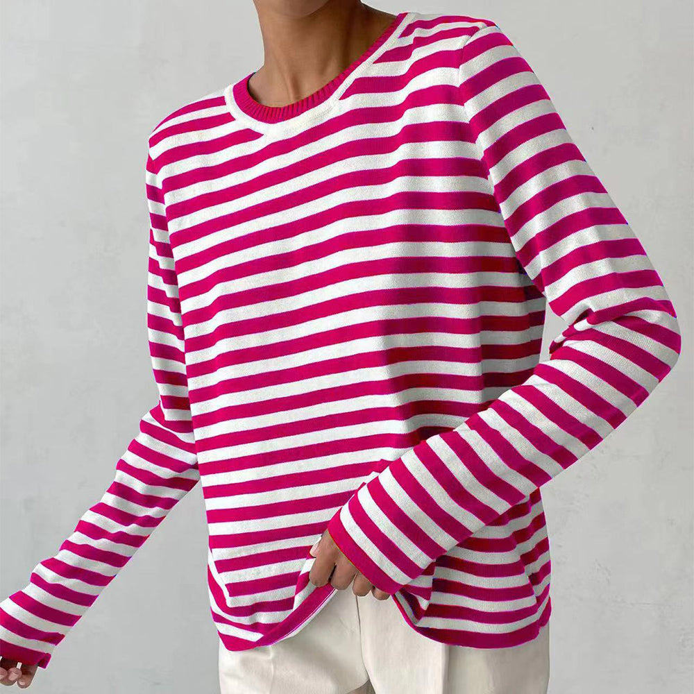 Josephine Delacourt | Striped Knit Long Sleeve Sweater For Women