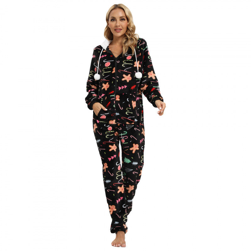 Cocoa Cuddle | Grey Penguin Print Christmas Pyjamas For Women