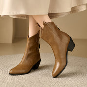 Marisol Chevrier | Leather Cowboy Boots With Block Heel For Women