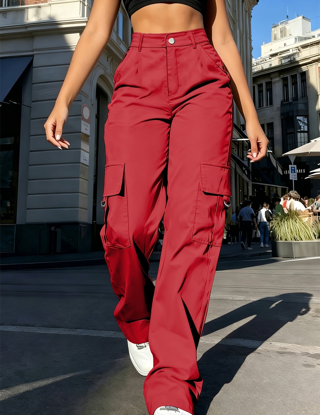 Sabine Hollande | High-Waisted Wide-Leg Cargo Pants For Women