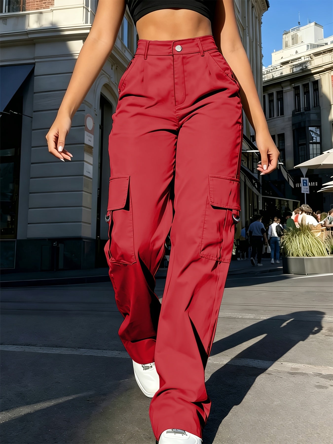 Sabine Hollande | High-Waisted Wide-Leg Cargo Pants For Women