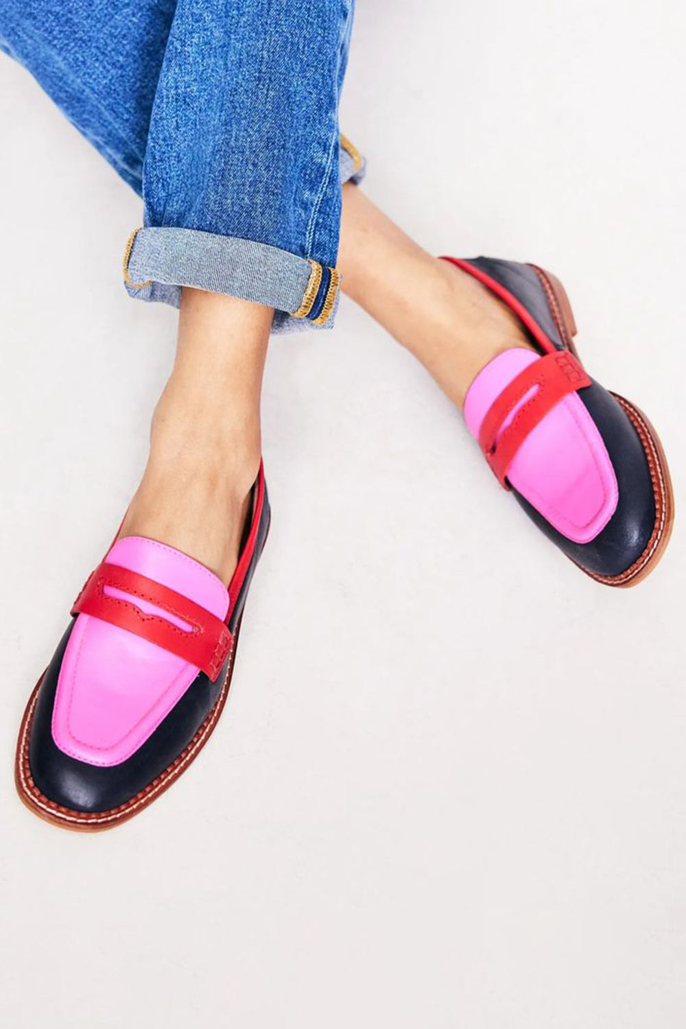 Dominique Castreva | Black Colourblock Penny Loafers