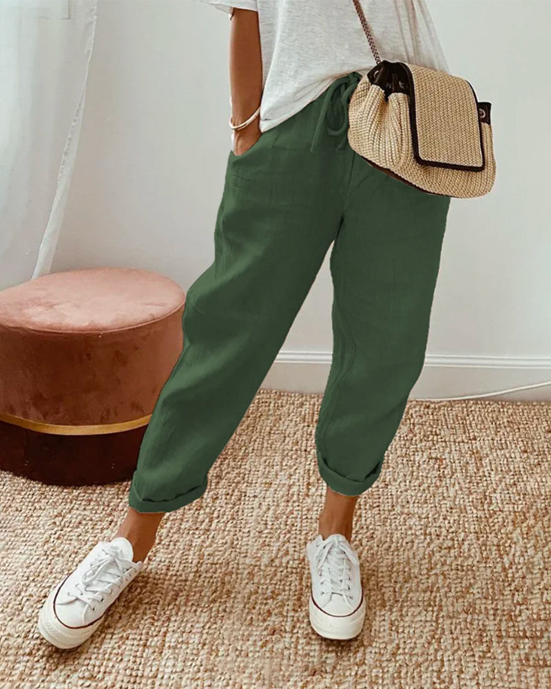 Aurelie Fontvert | Lightweight Linen-Style Drawstring Pants
