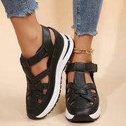 Lysette Cavonbridge | White Platform Sandals with Velcro Strap