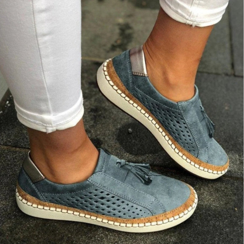 Brielle Fontaine | Olive Green Slip-On Loafer with Tassel Detail