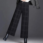Noemi Castellucci | High-Waisted Plaid Trousers With Belt Buckle For Women