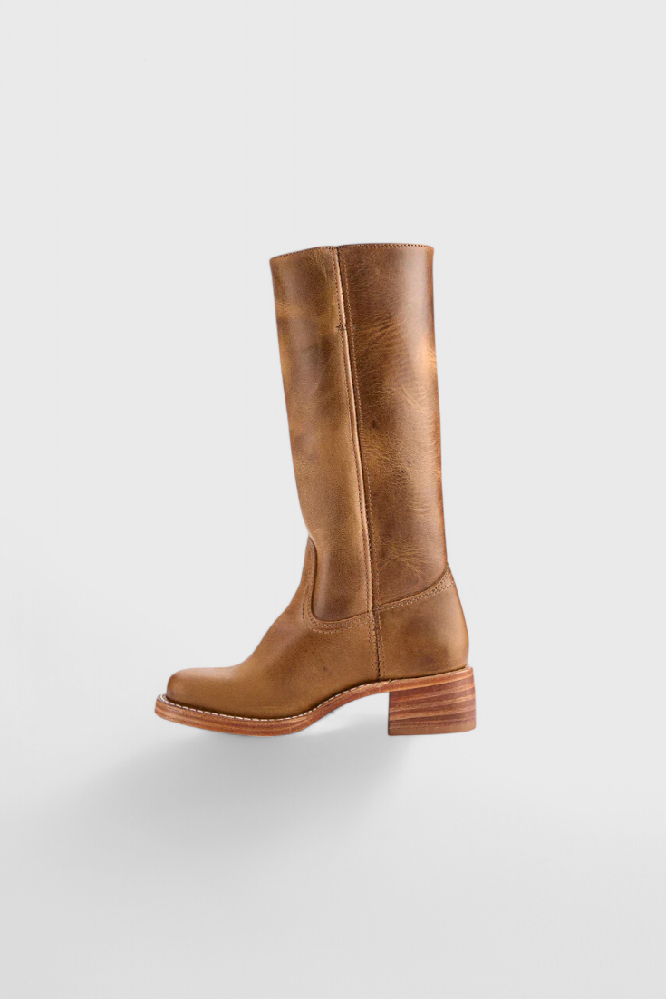 Rosalind Fenwick | Tan Leather Knee-High Western Boots