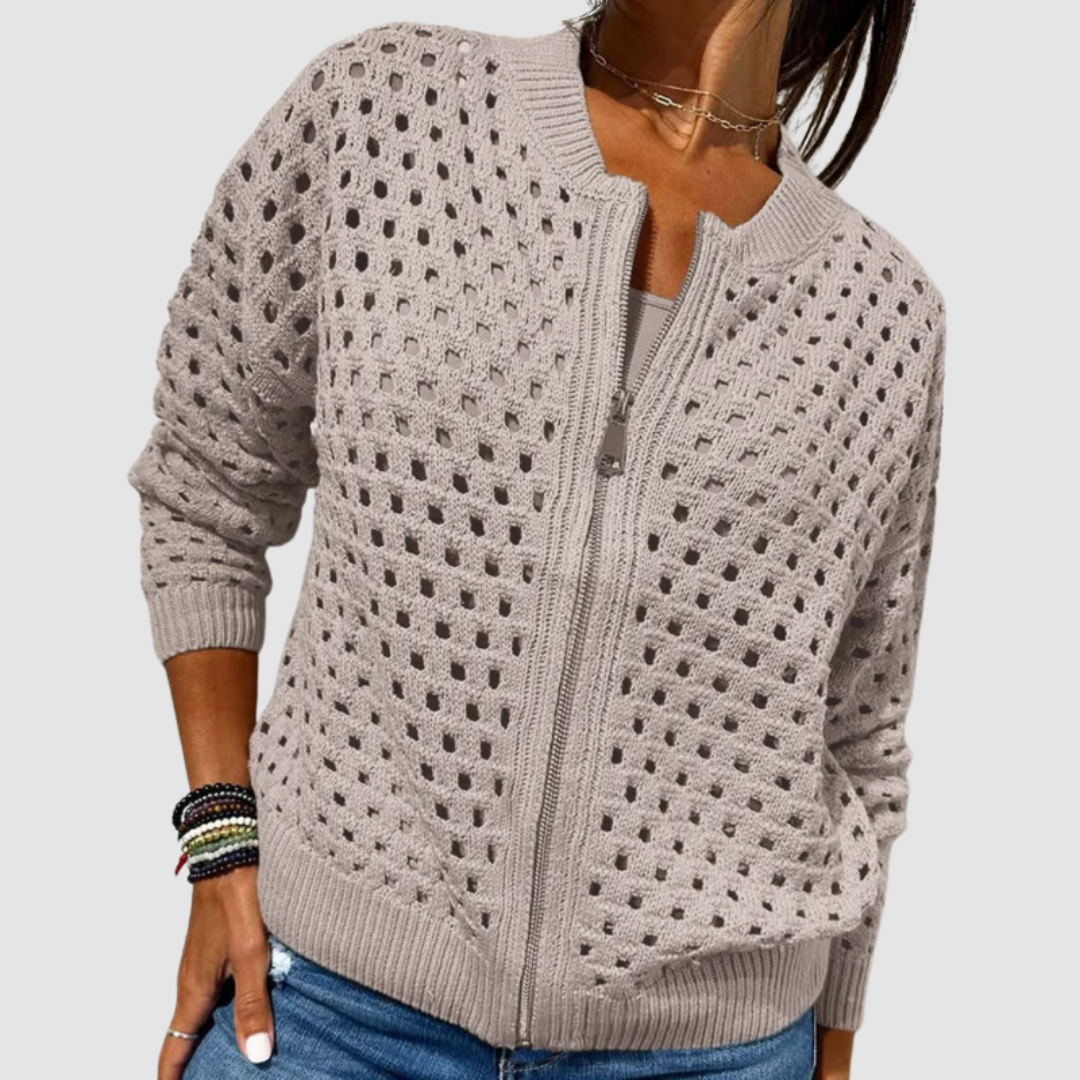 Antonella Rivoli | Hole-Knit Zip-Up Sweater For Women