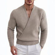 Grant Weswell | Cross-Front Wrap V-Neck Knit Sweater For Men
