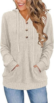Lucia Ferrante | Wine Red Hooded Rib-Knit Sweater For Women