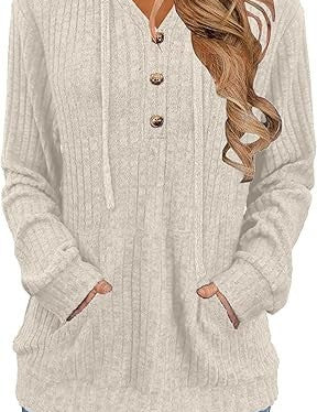 Lucia Ferrante | Wine Red Hooded Rib-Knit Sweater For Women