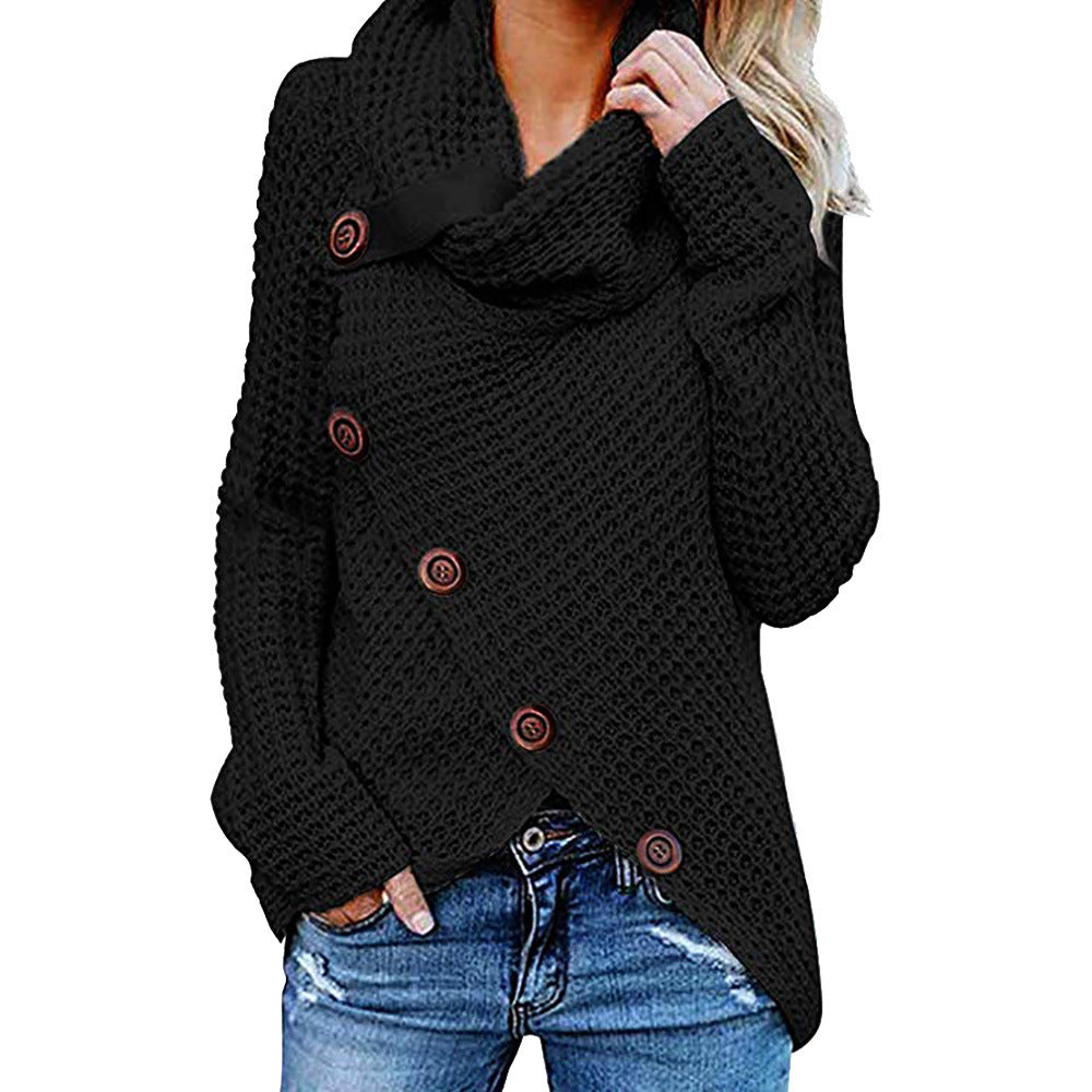 Solene Bardot | Cowl Neck Waffle Knit Sweater For Women