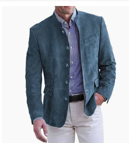 Duke Fairham | Stand Collar Suede-Look Jacket For Men