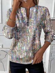 Charlotte Dubois | Abstract Print Half-Zip Top For Women