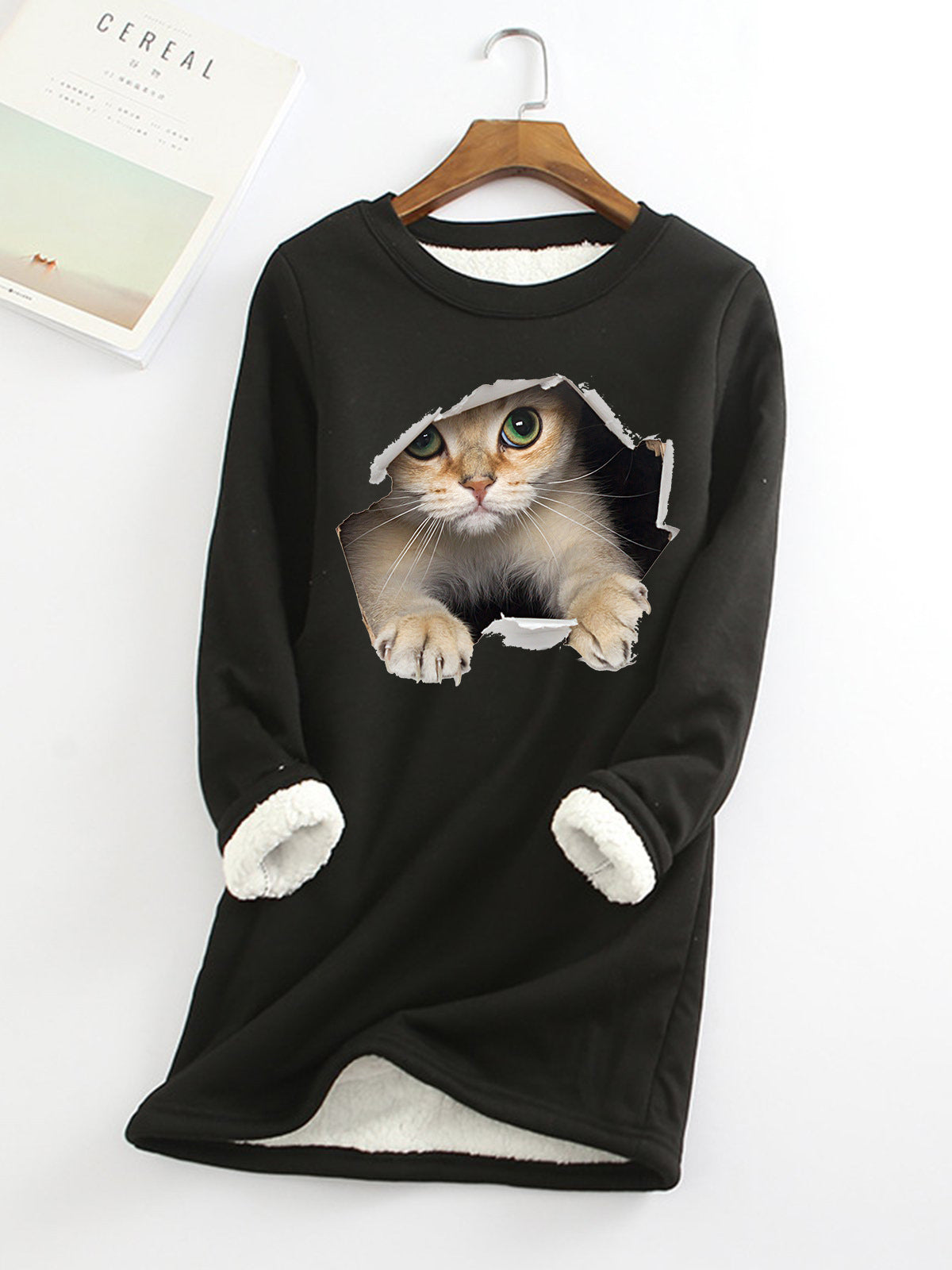 Lucille Armand | Cat Print Fleece-Lined Sweatshirt For Women