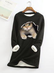Lucille Armand | Cat Print Fleece-Lined Sweatshirt For Women