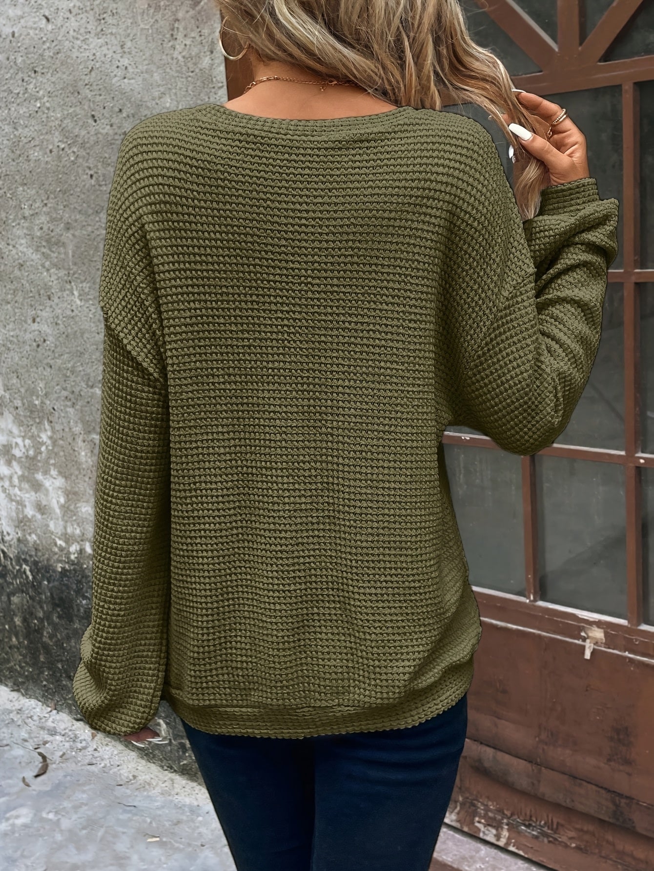 Adriana Ferretti | Waffle-Knit Sweater With Drop-Shoulder Sleeves For Women
