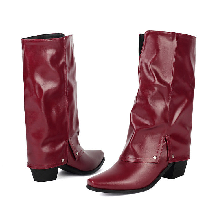 Rosalie Ferrand | Slouchy Knee-High Chunky Heel Boots For Women