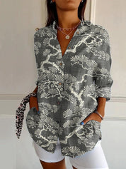 Adele Fontenoy | Floral Colorblock Long Sleeve Shirt For Women