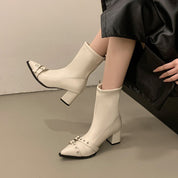 Severine Aubert | Pointed Toe Ankle Boots With Buckle Straps For Women